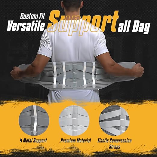 Lumbar Support, Lower Back Brace Support for Lower Back Pain Relief, Scoliosis, Herniated Disc, Sciatica - Adjustable, Removable Metal Plate, Machine Washable - Men and Women (Small)