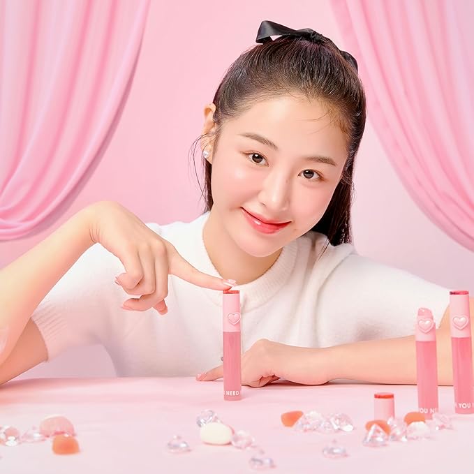 YNM Heart Jelling Tint (01 PEACH JELLING, 0.09 oz) Silicone Lip Brush Included, K-Beauty, Non-Sticky, Moisturizing, Smudge-Proof, Korean Lip Tint, Long-Lasting, Vivid Color