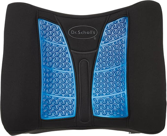 Dr. Scholl's Massaging Gel Lumbar Seat Cushion for Car, Truck, SUV — Black