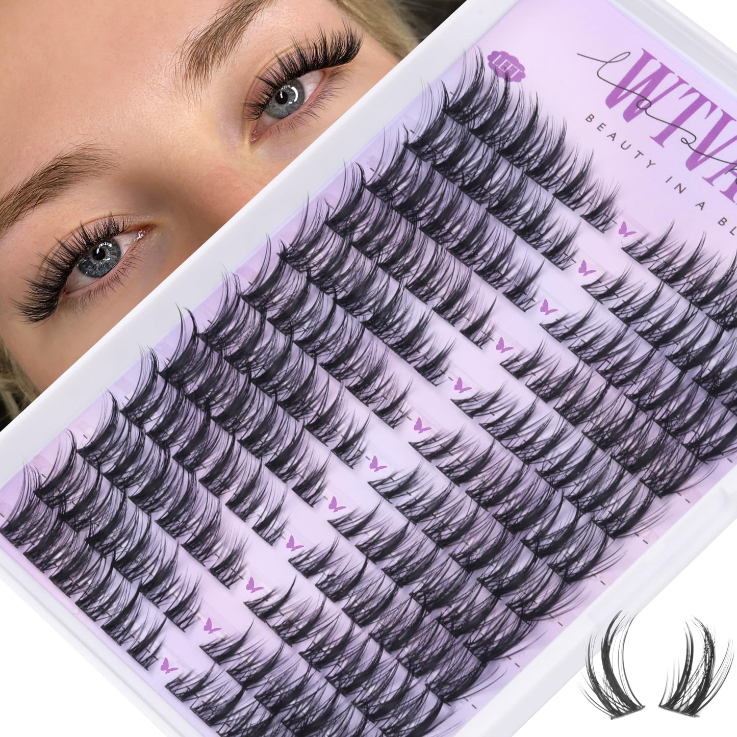 Wispy Lash Clusters Spiky Eyelash Clusters Left & Right Cluster Eyelashes Extensions Cat Eye Lashes Clusters 8-16mm CD Curl Individual Lash Extension DIY by Wtvane