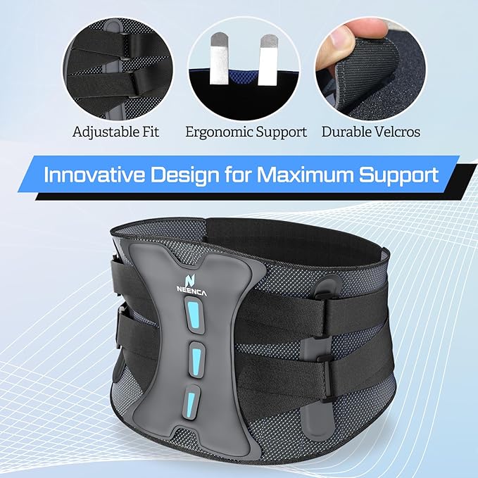 NEENCA Lower Back Brace for Lower Back Pain Relief, Medical Grade Lumbar Support Belt for Women Men, Herniated Disc,Lumbar Strain,Sciatica, Scoliosis (Black, XX-Large)