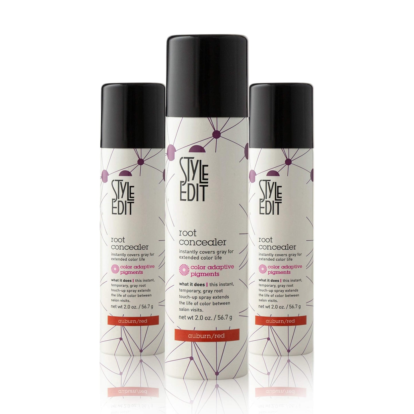 STYLE EDIT Root Concealer Touch Up Spray | Instantly Covers Grey Roots | Professional Salon Quality Cover Up Hair Products for Women |Auburn/Red 2 Ounce (Pack of 3)