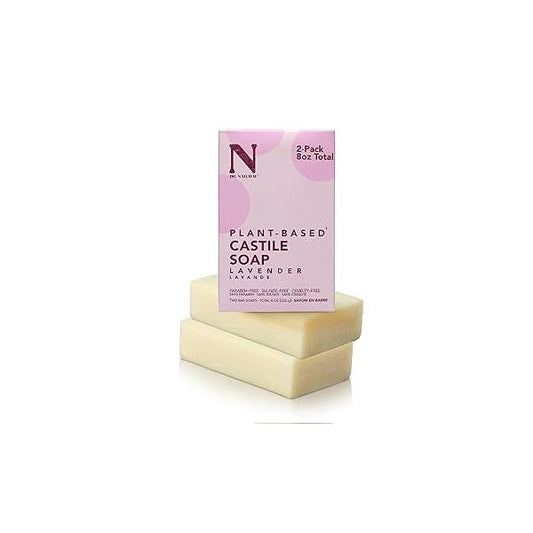 Dr. Natural Castile Bar Soap - Multipurpose with Anti-Acne Properties For Face, Body and Hair Sensitive Skin Wash Lavender 2 pcs