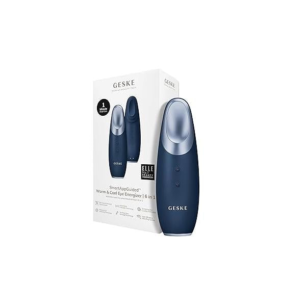 SmartAppGuided™ Warm & Cool Eye Energizer | 6 in 1 Heated Massager Combat Dark Circles Under-Eye Bags Refresh Droopy Eyelids Anti-Stress Relaxation Sonic Massaging