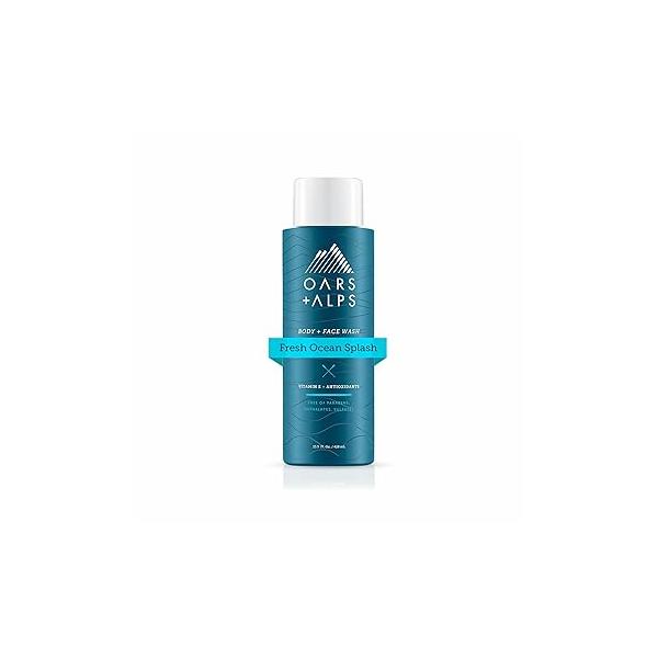 Oars + Alps Men's Moisturizing Body and Face Wash, Skin Care Infused with Vitamin E Antioxidants, Sulfate Free, Fresh Ocean Splash, 1 Pack